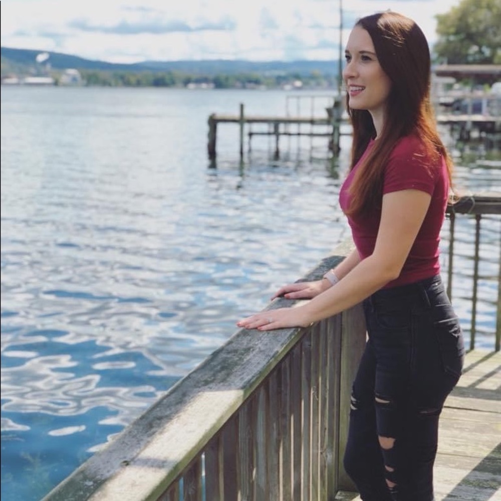 Divided Maroon Stretch Crop Top